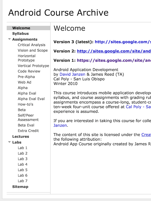 Cal Poly Android Course